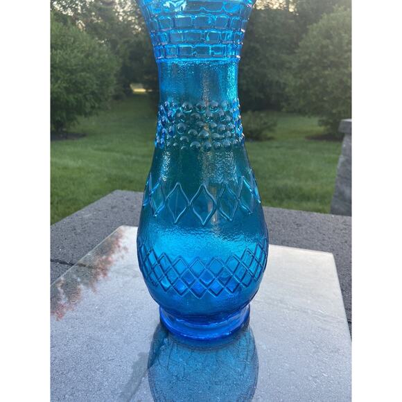 Vintage Vimax Aqua Blue Glass Vase Made In Italy 13” Tall With Original Sticker - Picture 4 of 10